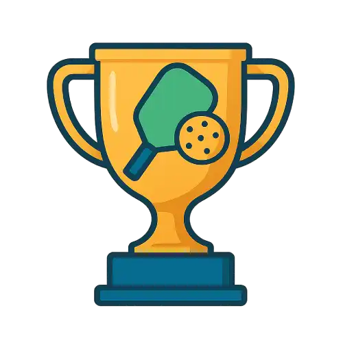 Aussie Pickleball Bros mission symbol showing a trophy, pickleball paddle, and ball to represent Australia's trusted home for pickleball.