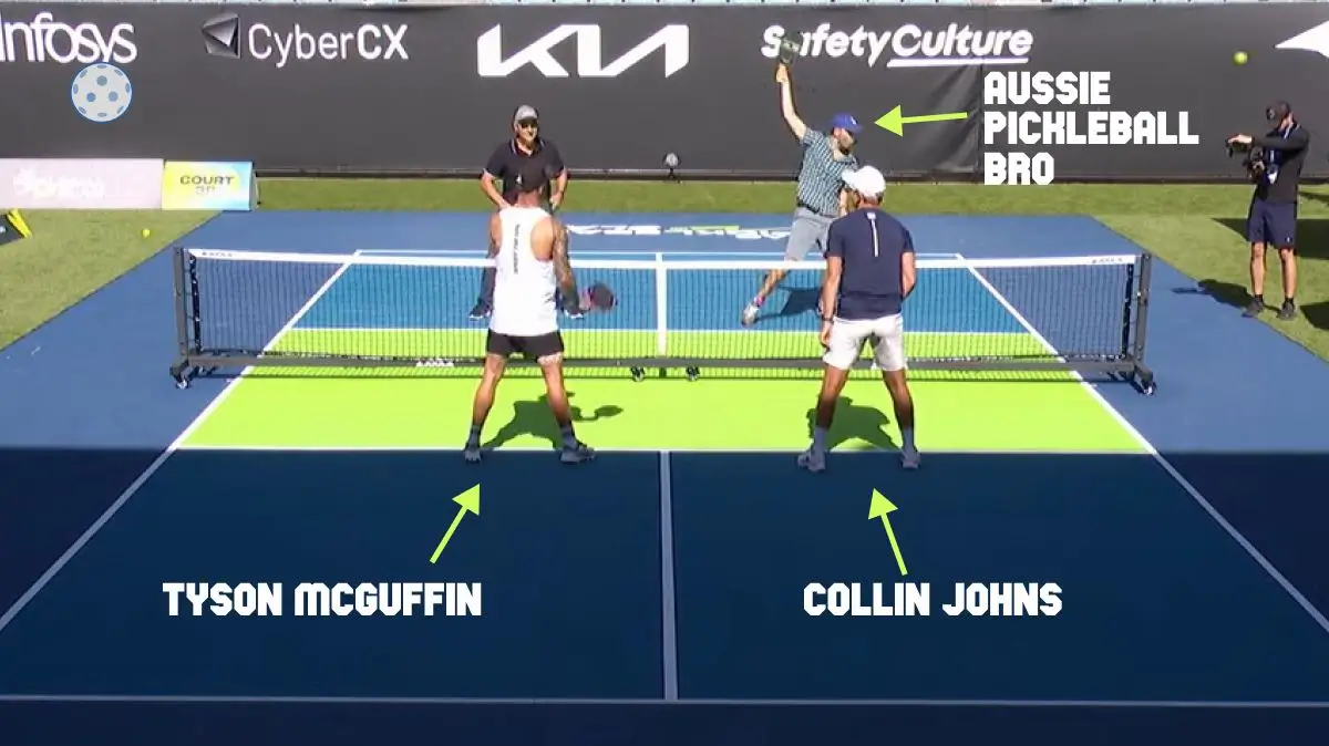 Aussie Pickleball Bros playing against Tyson McGuffin and Collin Johns at the Australian Open Pickleball Slam 2025 — a career highlight moment.